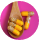 Small circle icon of vitamin c pills on a pink plate.